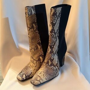 L'INTERVALLE SNAKESKIN HEELED BOOTS